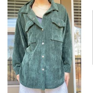 GREEN CORDUROY BUTTON-UP
